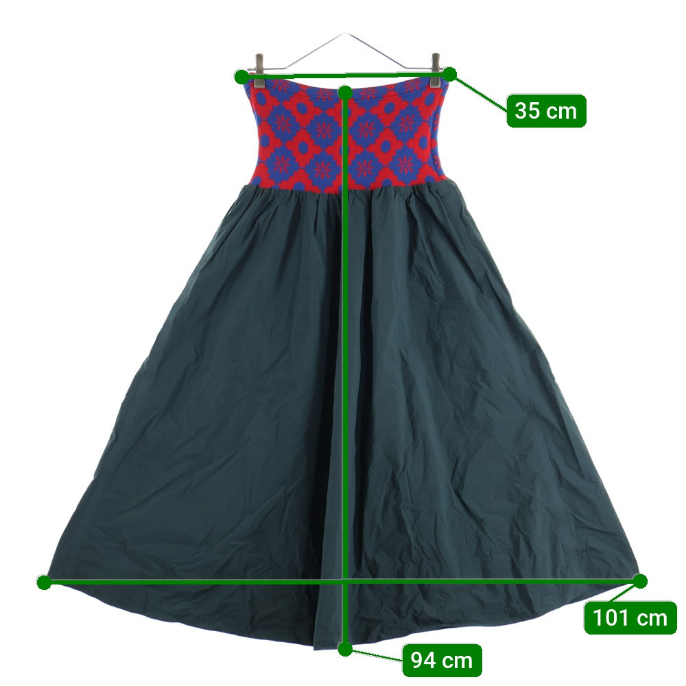 kolor(カラー) 20SS ニット切り替え ナイロンロングスカート レディース レッド/カーキ 20SCL-S04102