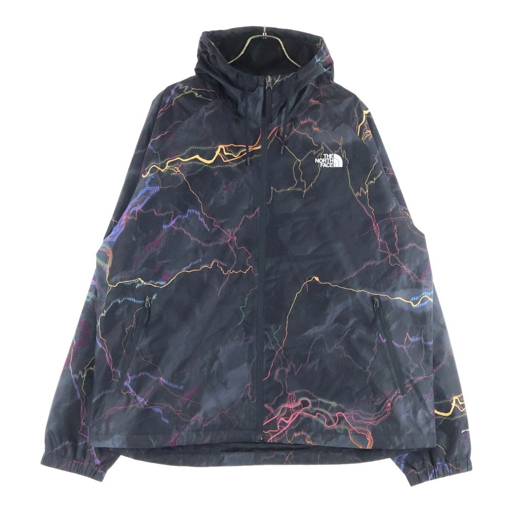 THE NORTH FACE(ザノースフェイス) 23SS NOVELTY TNF RAIN HOODIE ノベルティ 総柄 レインフーディー ナイロンジャケット ブラック NF0A7ZYD