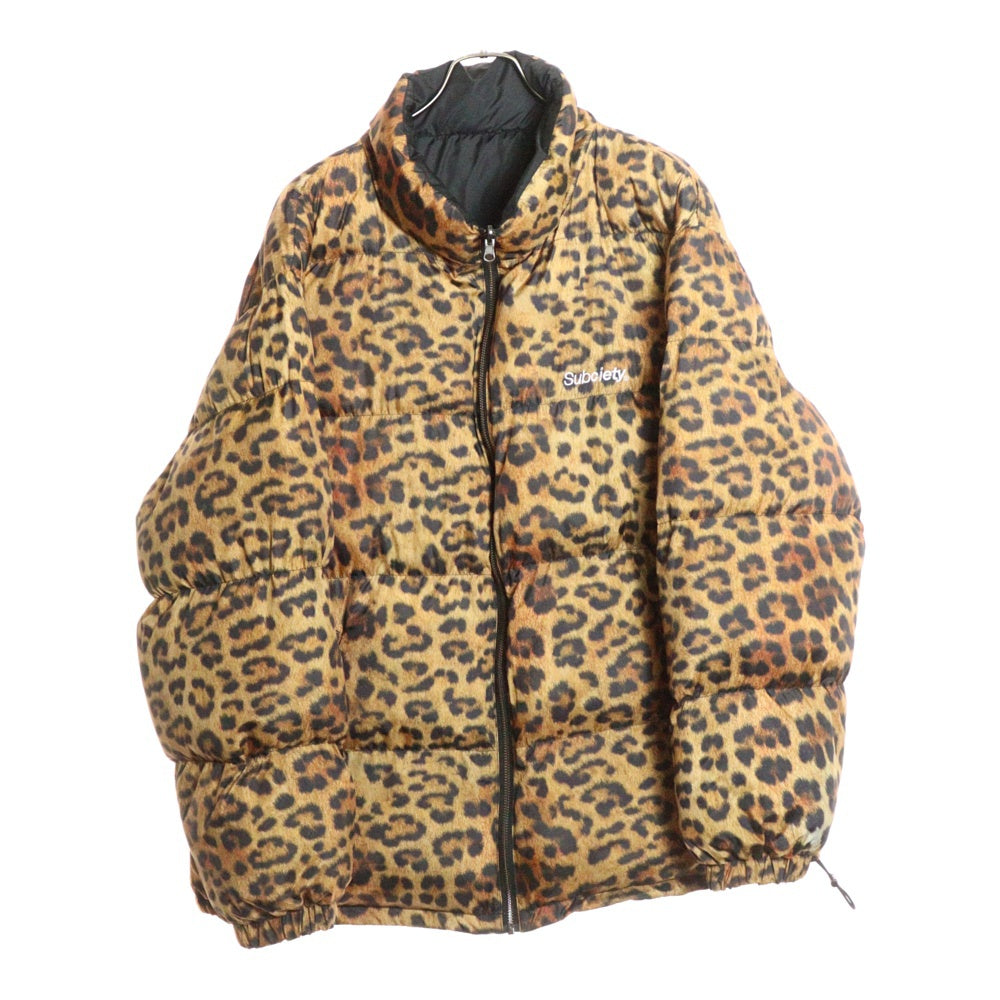 Subciety(サブサエティ) PATTERNED PADDED JACKET パターンド レオパード リバーシブルパファージャケット ブラック/ブラウン 105-62527