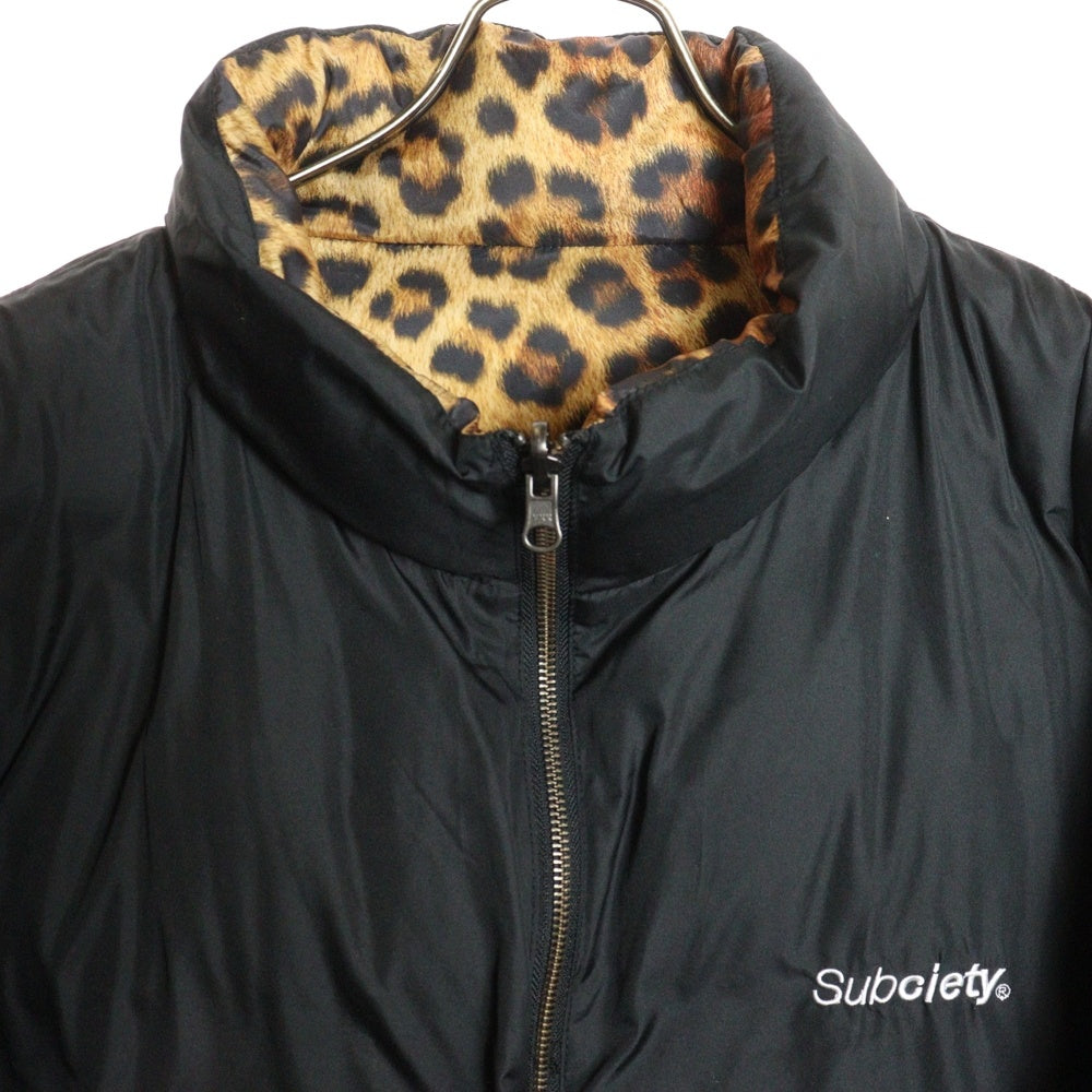 Subciety(サブサエティ) PATTERNED PADDED JACKET パターンド レオパード リバーシブルパファージャケット ブラック/ブラウン 105-62527