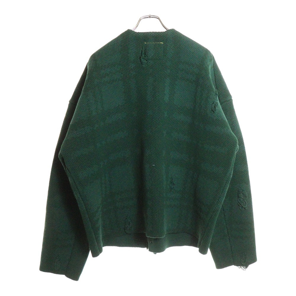 UNION(ユニオン) ×BORN X RAISED DISTRESSED CARDIGAN ボーンアンドレイズド ディストレス ダメージ加工 カーディガン グリーン
