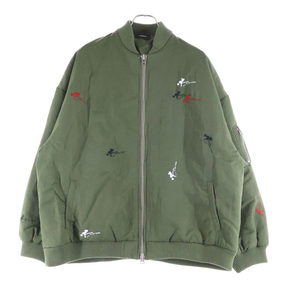 NOISESCAPE(ノイズスケープ) Embroidery design flight jacket エンブロイダリーデザイン ボンバー フライトジャケット カーキ NSA095-4CD