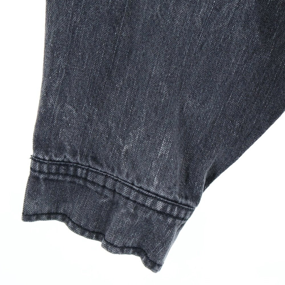 CAMBIO(カンビオ) Chemical Wash Denim Distressed Shirts ケミカルウォッシュ ディストレス 長袖ノーカラーデニムシャツ グレー MIU-242-009