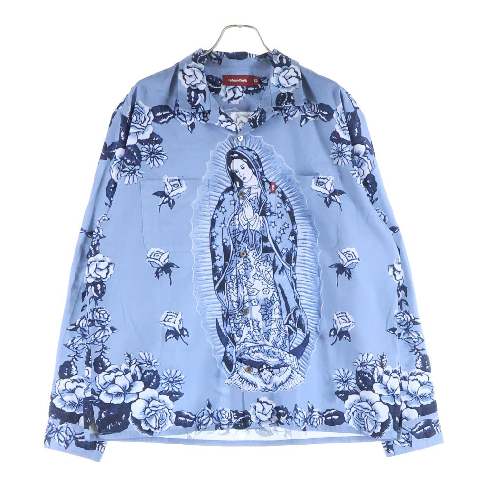 Hideandseek(ハイドアンドシーク) Maria L/S Shirt マリア 総柄 長袖シャツ ブルー HS-030125