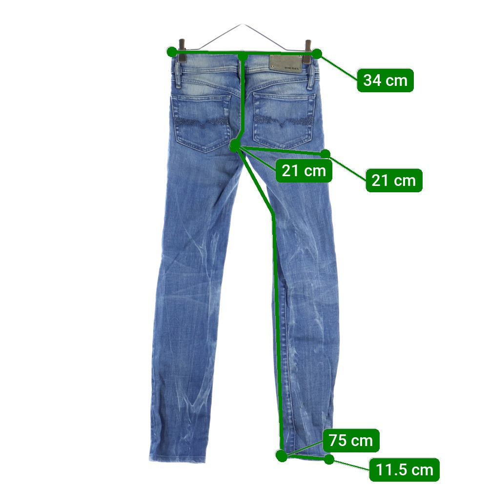 NO BRAND(ノーブランド) MATIC マッチ ヴィンテージ加工 ストレッチ スキニーデニムパンツ インディゴ レディース 008N4