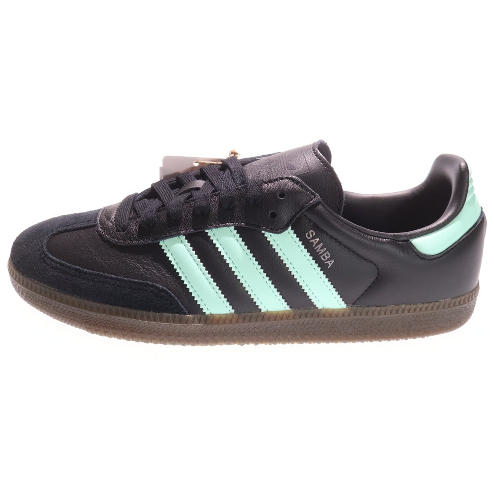adidas(アディダス) SAMBA OG BLACK CLEAR MINT サンバ OG ブラック クリア ミント レースアップ ローカットスニーカー ブラック/ターコイズ US8/26cm JR7109