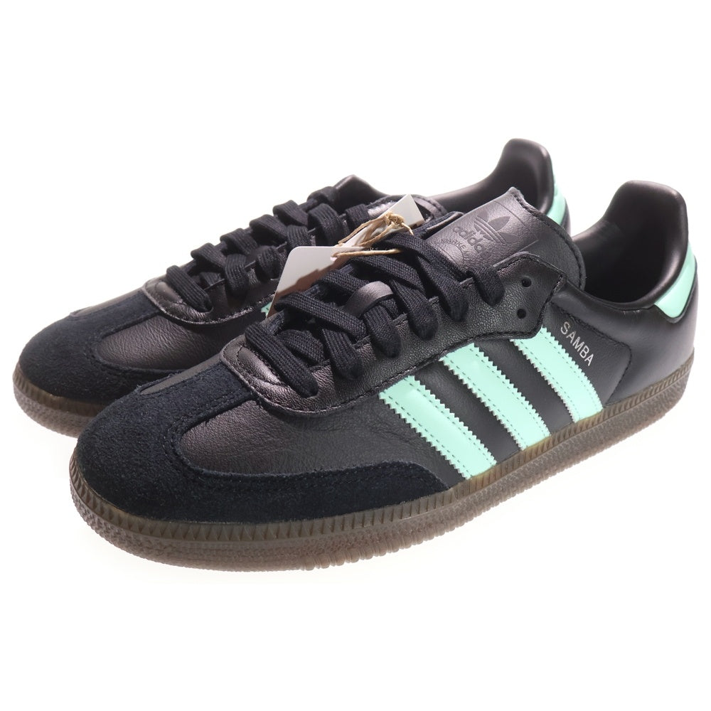 adidas(アディダス) SAMBA OG BLACK CLEAR MINT サンバ OG ブラック クリア ミント レースアップ ローカットスニーカー ブラック/ターコイズ US8/26cm JR7109