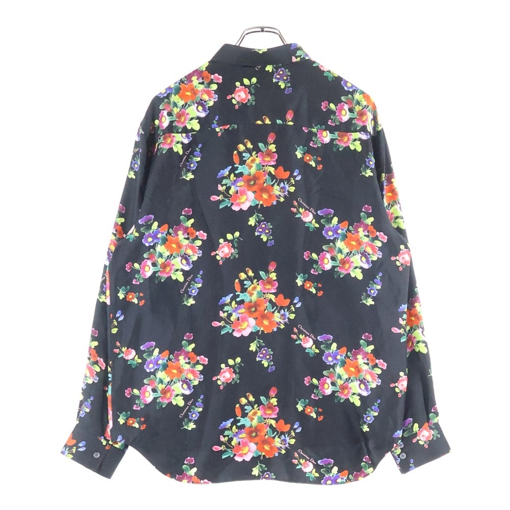 Christian Dior(クリスチャンディオール) 19SS ×KAWS BEE刺繍 総柄シルク長袖シャツ ブラック 923C561W6009