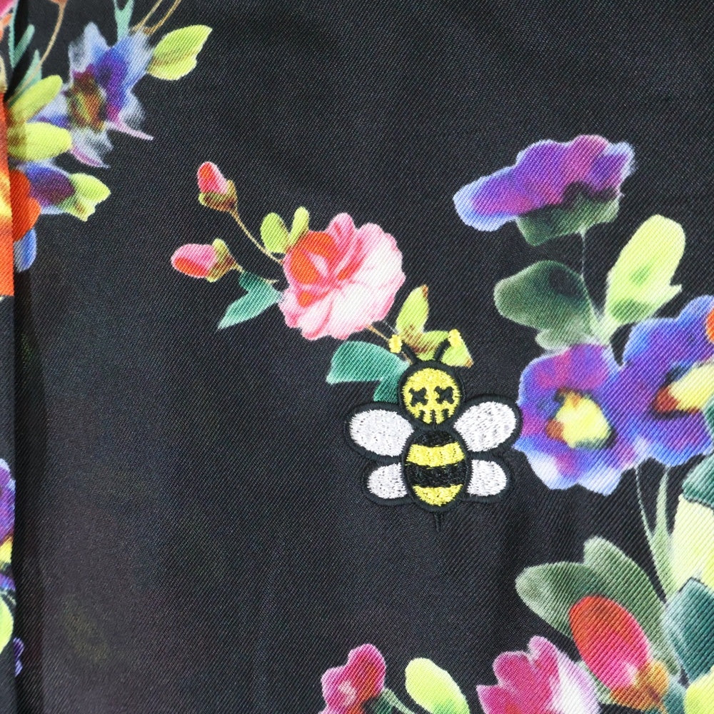 Christian Dior(クリスチャンディオール) 19SS ×KAWS BEE刺繍 総柄シルク長袖シャツ ブラック 923C561W6009
