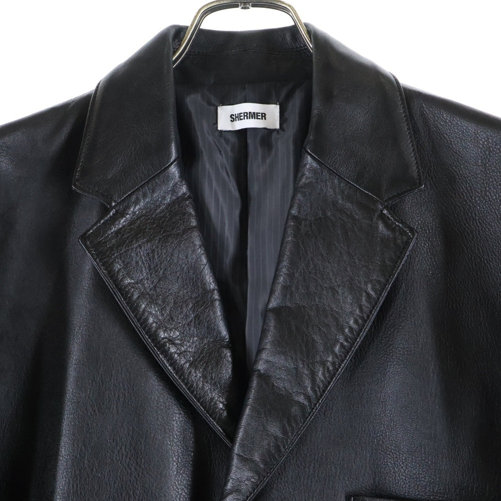 SHERMER(シャーマー) 24SS ×Jakob Hetzer Conversation Jacket コンバセーション レザージャケット ブラック SHM-24SS-204-BLK