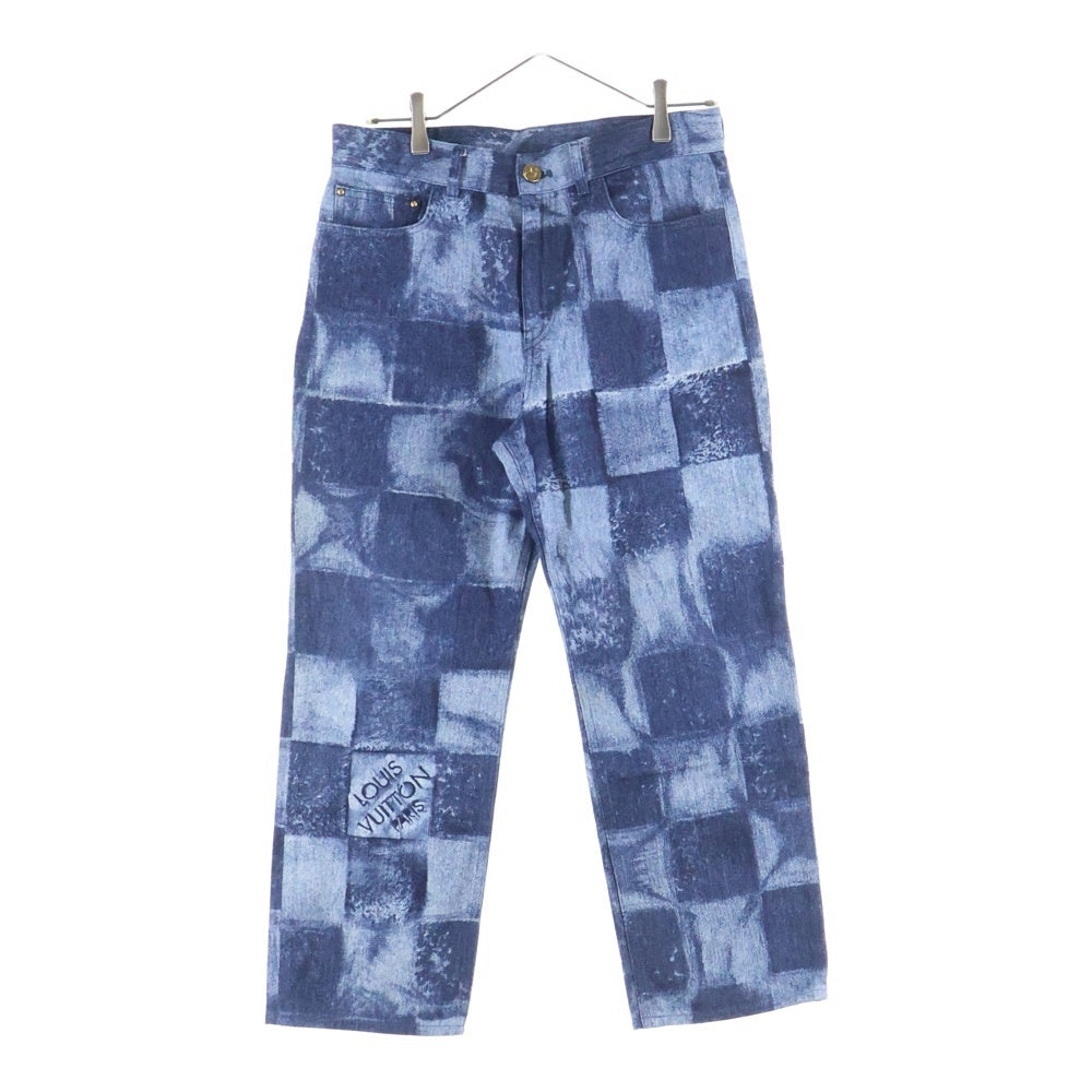 LOUIS VUITTON(ルイヴィトン) 21AW ダミエ ソルト ロゴデザイン マルチポケット ジップアップ デニムパンツ インディゴ RM212M DR0 HLD03W