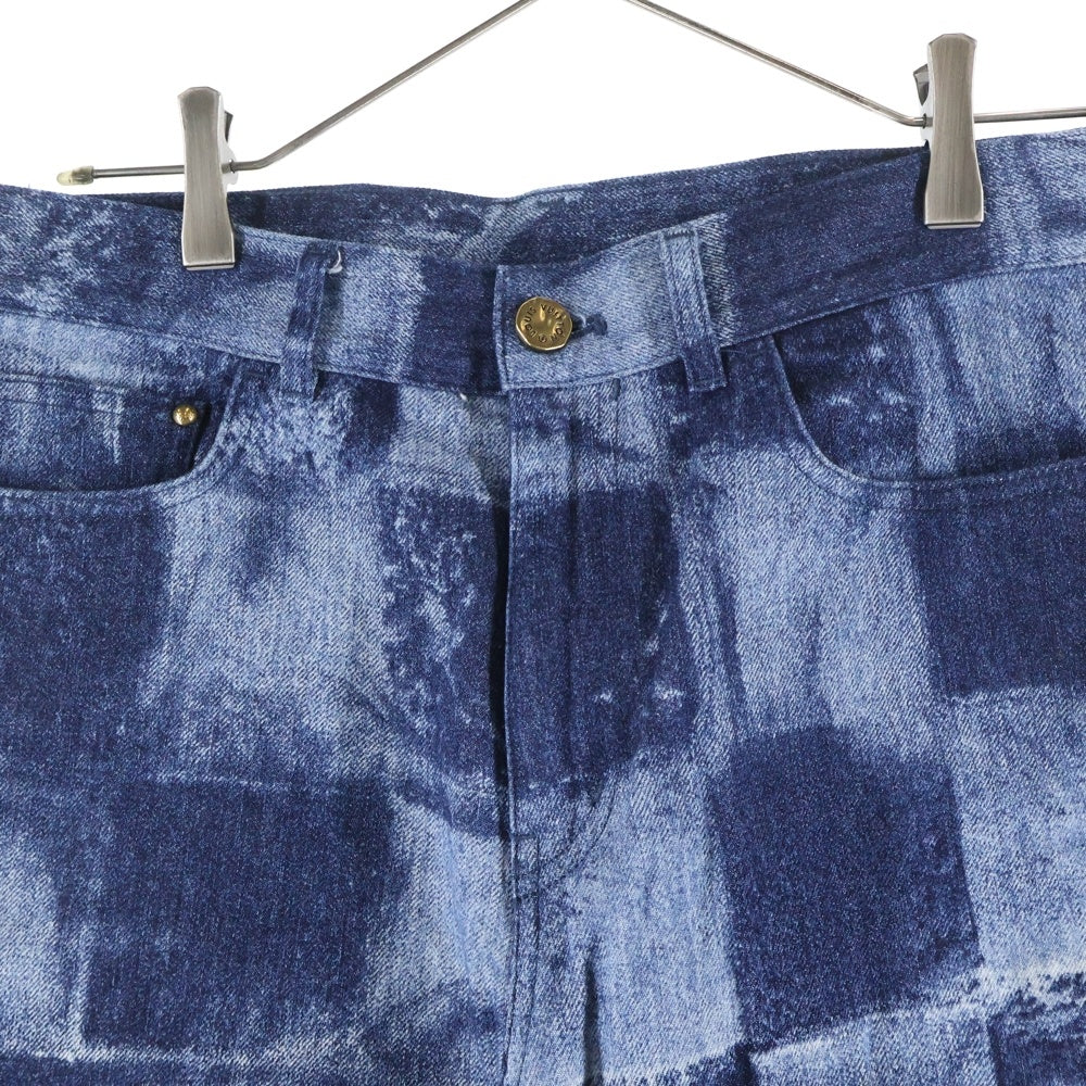 LOUIS VUITTON(ルイヴィトン) 21AW ダミエ ソルト ロゴデザイン マルチポケット ジップアップ デニムパンツ インディゴ RM212M DR0 HLD03W