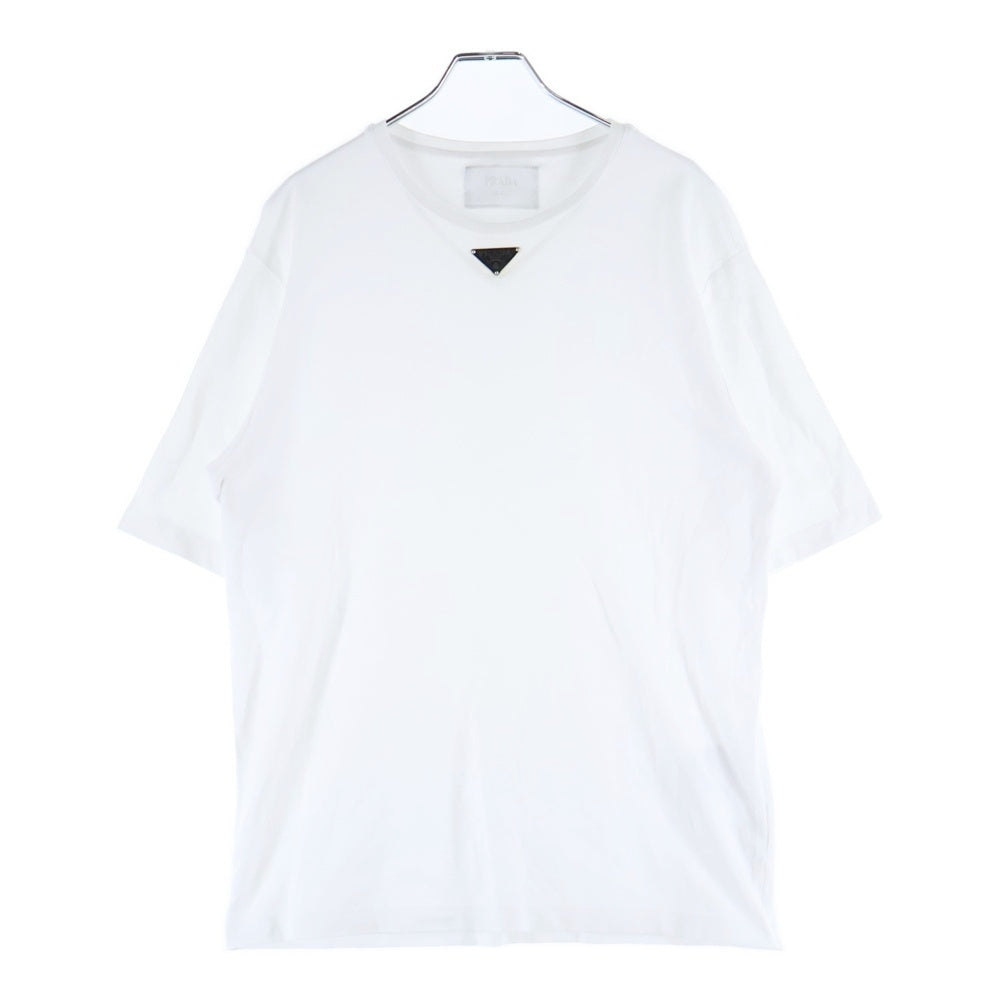 PRADA(プラダ) 23SS トライアングルロゴプレート コットン クルーネック カットソー 半袖Tシャツ ホワイト UJN861 S232 240