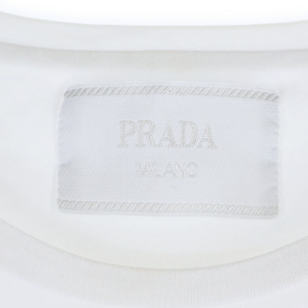 PRADA(プラダ) 23SS トライアングルロゴプレート コットン クルーネック カットソー 半袖Tシャツ ホワイト UJN861 S232 240
