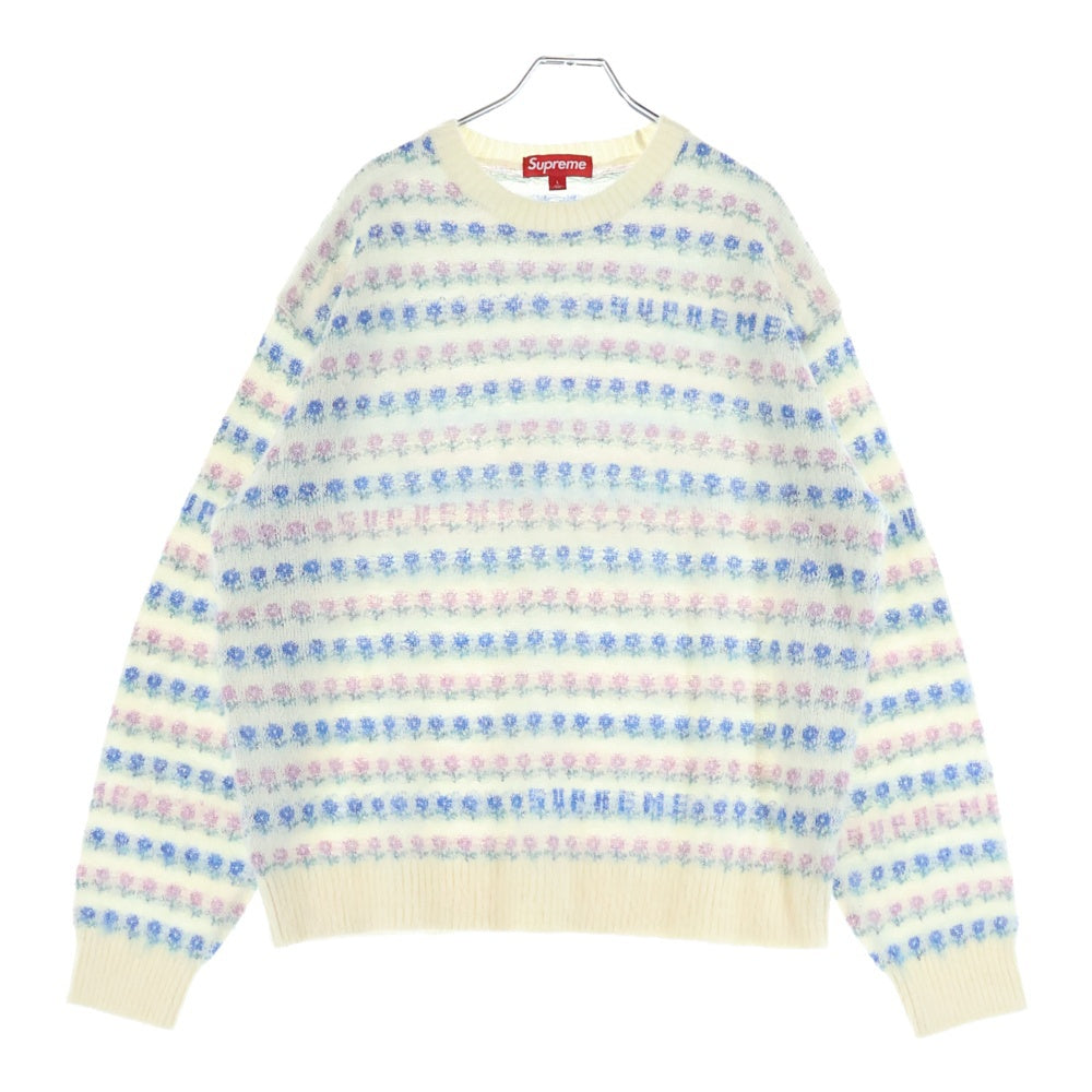 SUPREME(シュプリーム) 25AW Flowers Metalic Sweater アイボリー フラワーメタリック総柄 クルーネックニットセーター アイボリー