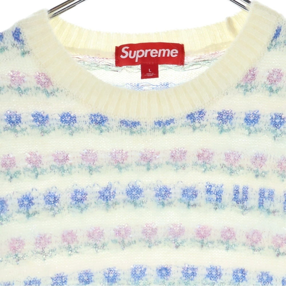 SUPREME(シュプリーム) 25AW Flowers Metalic Sweater アイボリー フラワーメタリック総柄 クルーネックニットセーター アイボリー