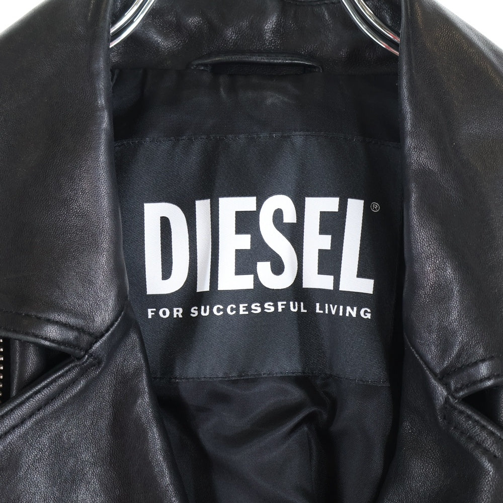 DIESEL(ディーゼル) ラムレザー ダブルライダースジャケット ブラック