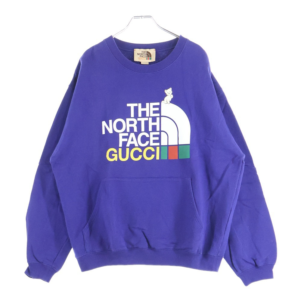 GUCCI(グッチ) ×THE NORTH FACE ザ ノース フェイス フロントロゴ クルーネックスウェットトレーナー パープル 671455 XJDRL