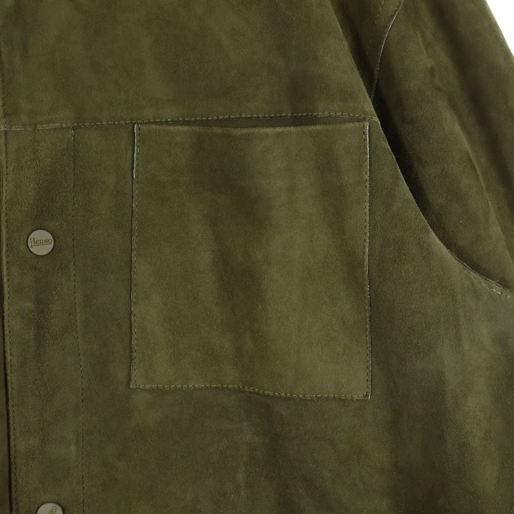 HERNO(ヘルノ) ゴートスキン スウェードレザージャケット カーキ PL00031UR-18088