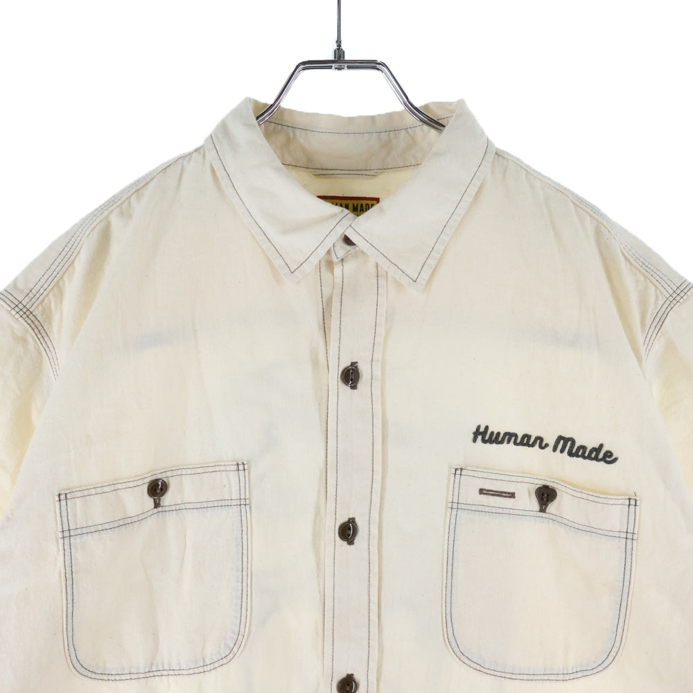 HUMAN MADE(ヒューマンメイド) CHAMBRAY S/S SHIRT シャンブレー ショートスリーブ コットンシャツ アイボリー HM29SH015