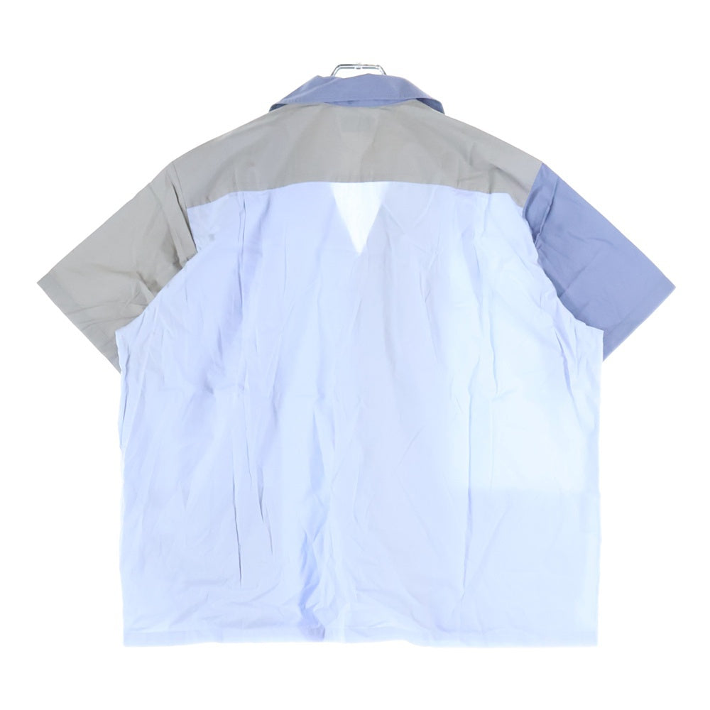 HUMAN MADE(ヒューマンメイド) 25SS PANEL SHIRT パネル パッチワーク オープンカラーシャツ ブルー/グレー HM29SH024