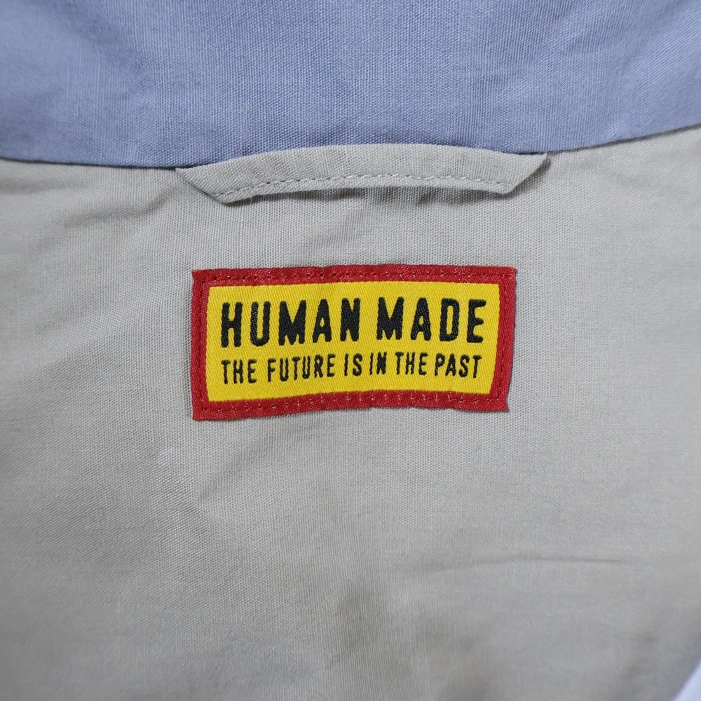 HUMAN MADE(ヒューマンメイド) 25SS PANEL SHIRT パネル パッチワーク オープンカラーシャツ ブルー/グレー HM29SH024