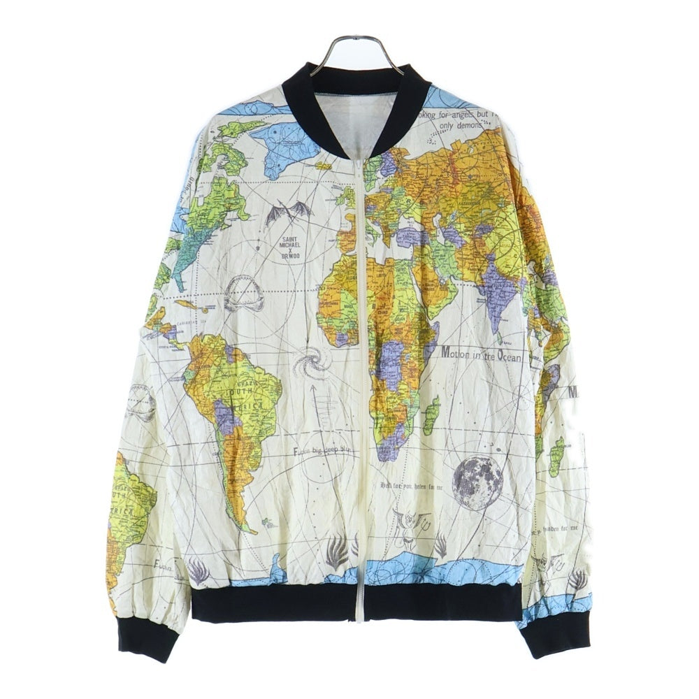 SAINT MICHAEL(セントマイケル) DR.WOO DW BJ PAPER JKT WORLD MAP WHITE ワールド マップ ペーパー ジャケット マルチ SM-S23-0000-084