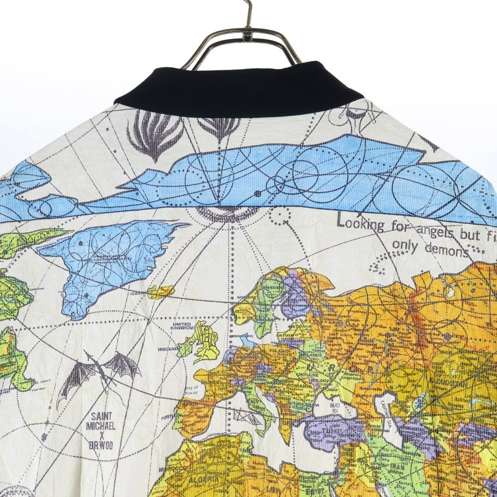 SAINT MICHAEL(セントマイケル) DR.WOO DW BJ PAPER JKT WORLD MAP WHITE ワールド マップ ペーパー ジャケット マルチ SM-S23-0000-084