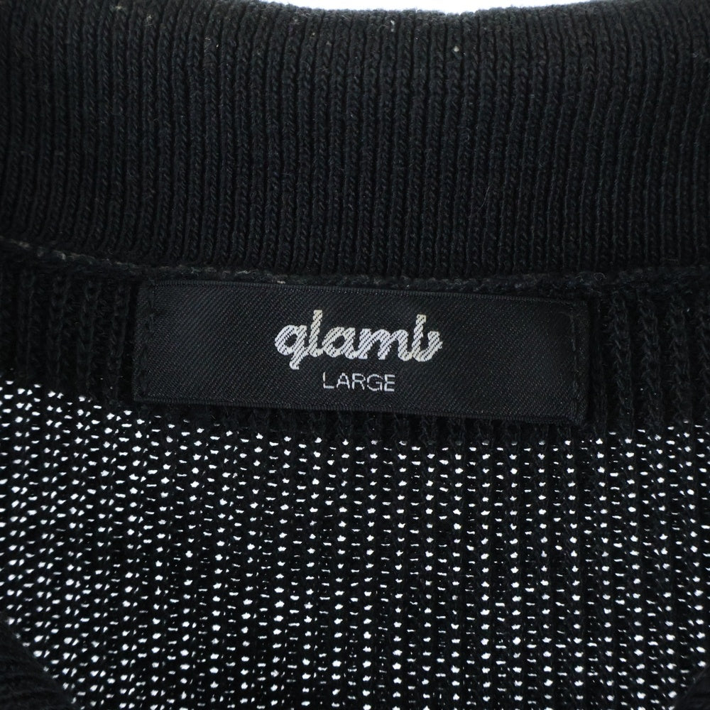 glamb(グラム) ステッチ デザイン ニット半袖シャツ ブラック GB0224