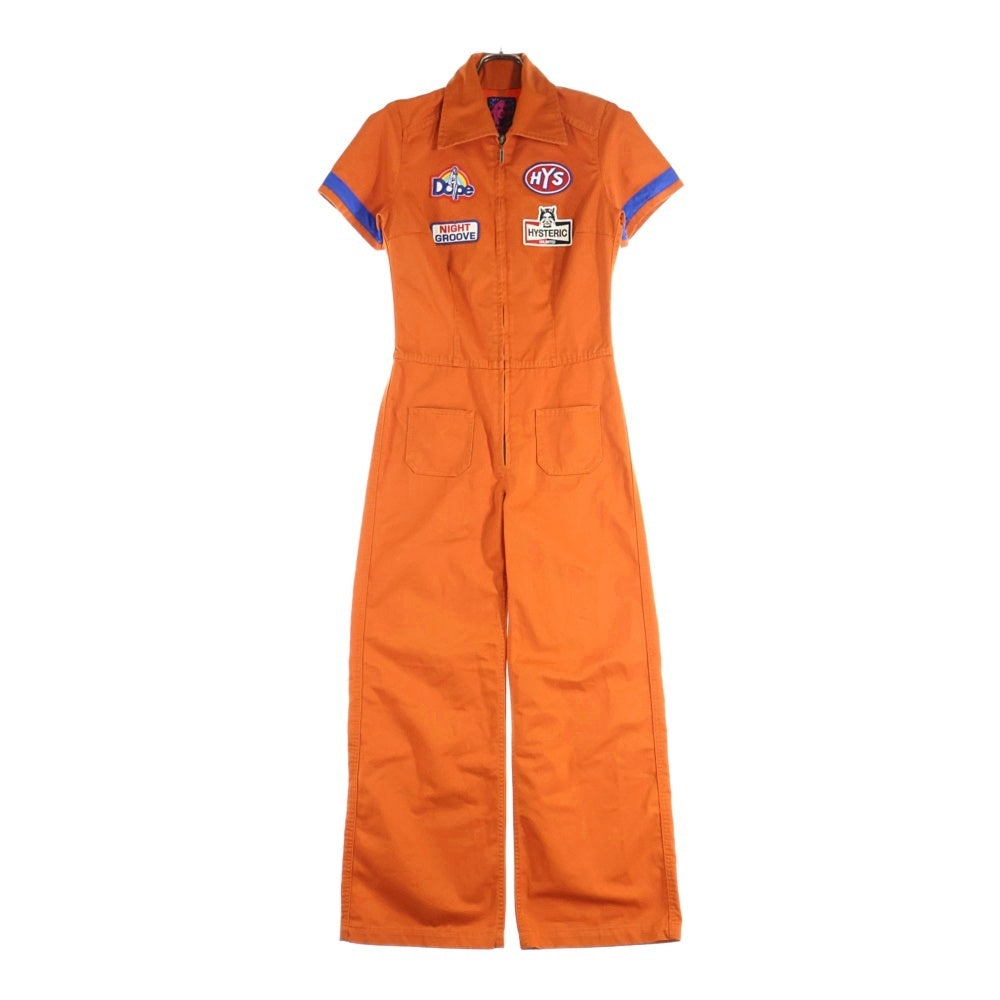 HYSTERIC GLAMOUR(ヒステリックグラマー) フロントパッチワークデザイン マルチポケット ジップアップ オールインワン ツナギ レディース オレンジ 01201AS01
