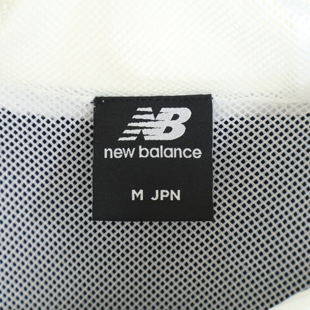 New Balance(ニューバランス) ウインドブレーカー フロントロゴ ジップアップ フーデッドジャケット ホワイト/ネイビー JMJL9504