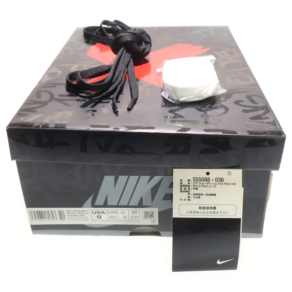 NIKE(ナイキ) AIR JORDAN 1 RETRO HIGH OG REBELLIONAIRE エアジョーダン1 レベリオネア ハイカットスニーカー ブラック/グレー US9/27cm 555088-036