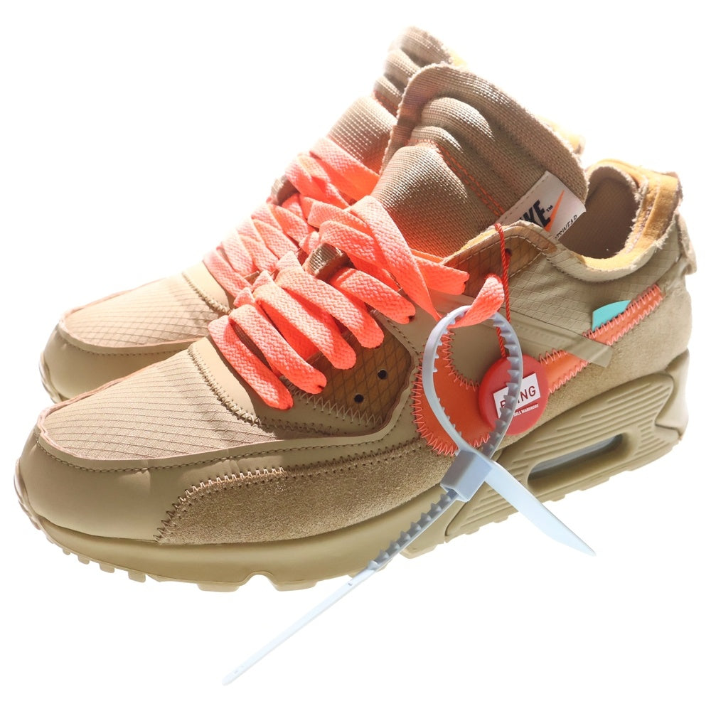 NIKE(ナイキ) ×OFF-WHITE THE 10 AIR MAX 90 DESERT ORE オフホワイト エアマックス90 デザートオレ ローカットスニーカー ブラウン US8.5/26.5cm AA7293-200