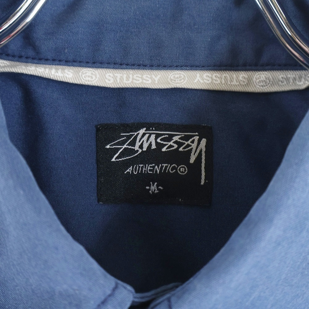 STUSSY(ステューシー) コットン ロゴワッペン 半袖 ワークシャツ ネイビー