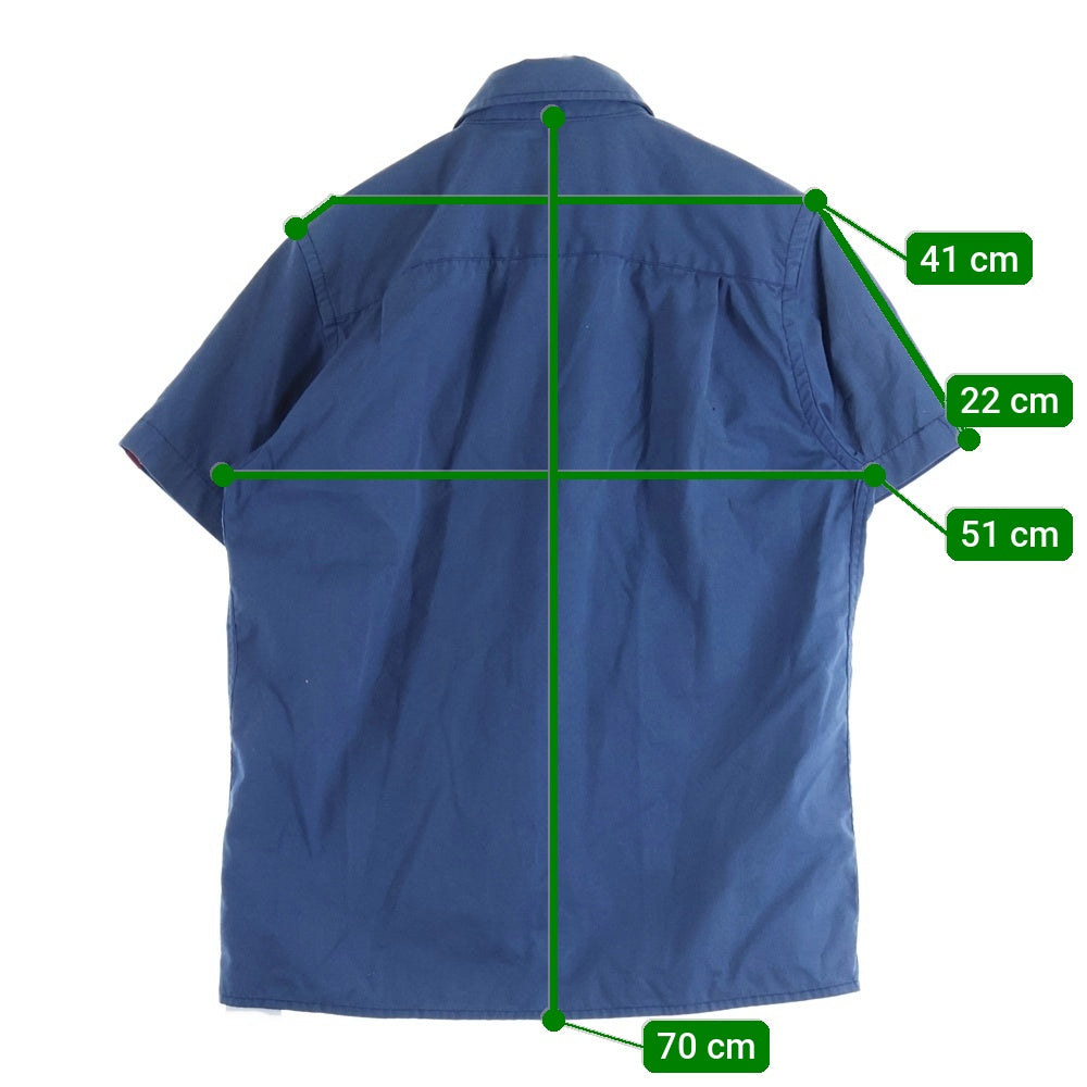 STUSSY(ステューシー) コットン ロゴワッペン 半袖 ワークシャツ ネイビー