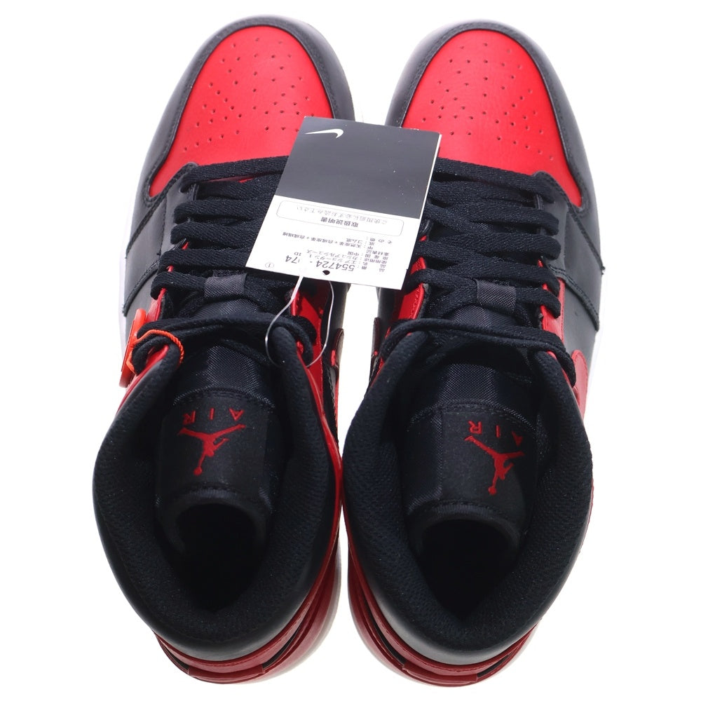 NIKE(ナイキ) AIR JORDAN 1 MID BRED エアージョーダン ブレッド ハイカットスニーカー ブラック/レッド US9/27cm 554724-074