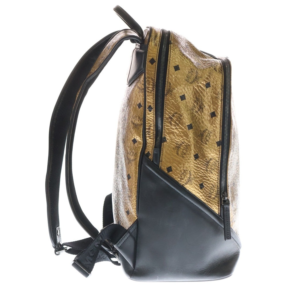 MCM(エム シー エム) ロゴプレート付き ヴィセトス総柄 レザー バックパック リュック ブラウン