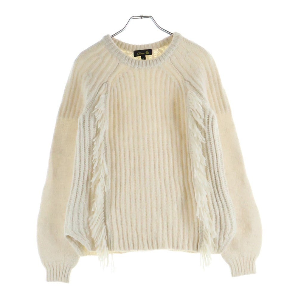 DRAWER(ドゥロワー) フリンジ クルーネックニットセーター レディース ホワイト 6513-106-0528