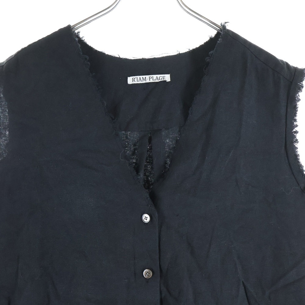 NO BRAND(ノーブランド) R'IAM-PLAGE (リアムプラージュ) カットオフ ボタンベスト レディース ブラック 23-050-922-6000-1-0
