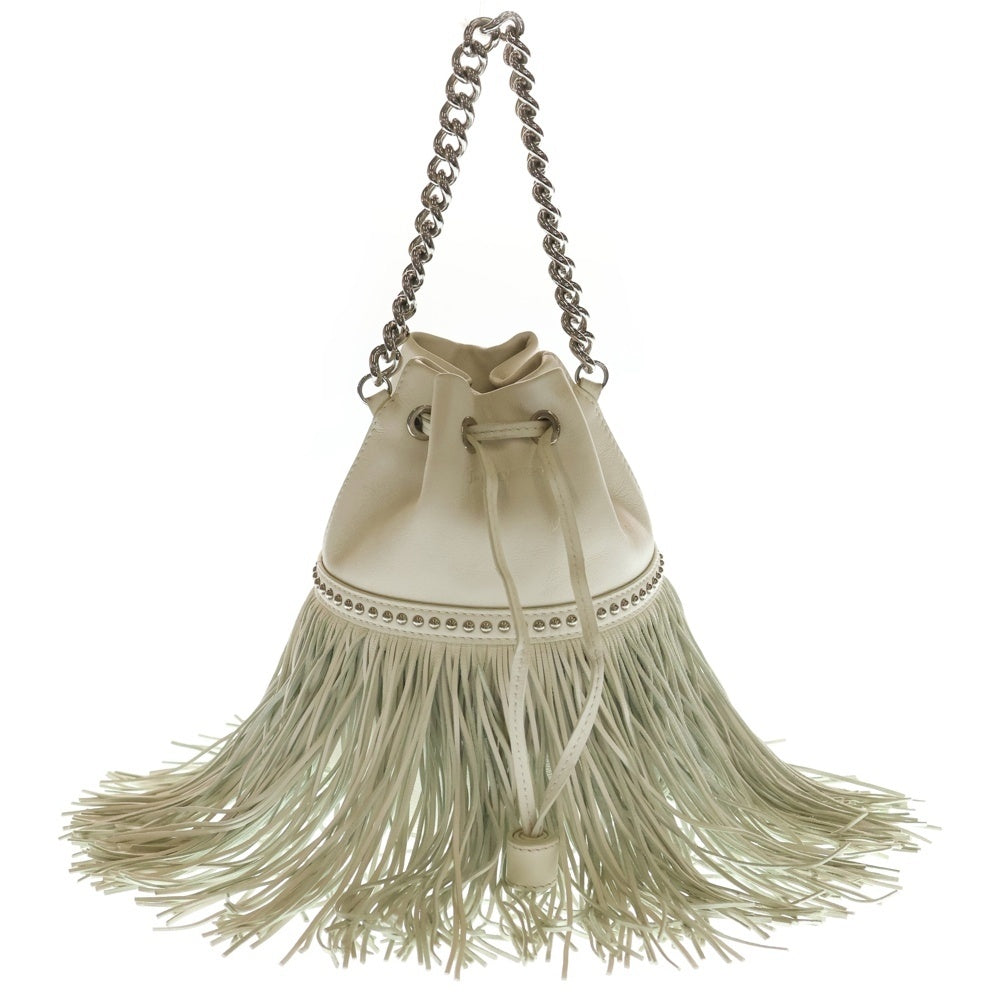 NO BRAND(ノーブランド) J&MDAVIDSON (ジェイアンドエムデヴィッドソン) フリンジ チェーンショルダー レザーハンドバッグ ホワイト レディース