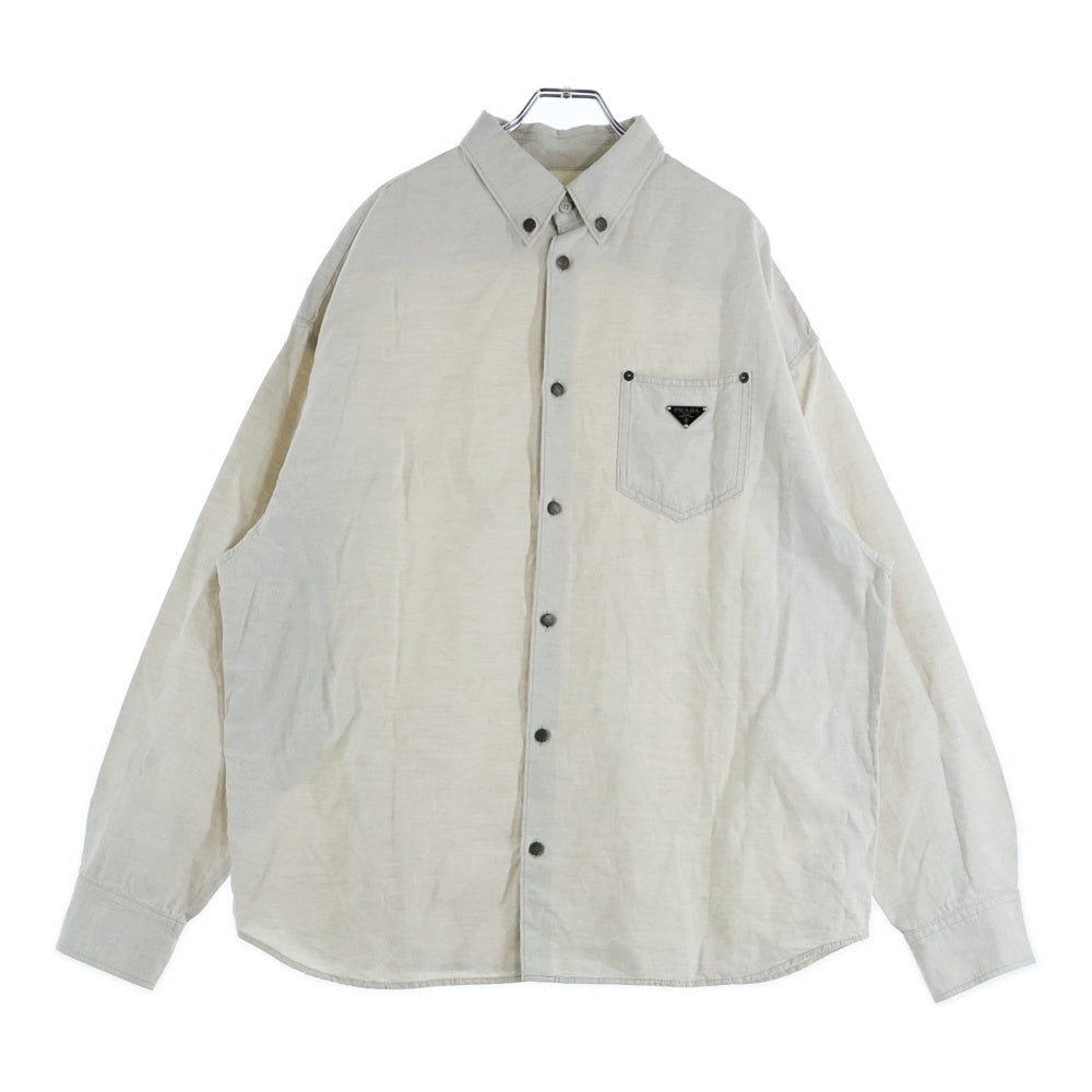 PRADA(プラダ) トライアングルロゴプレート シャンブレー 長袖シャツ アイボリー GEC105 S000