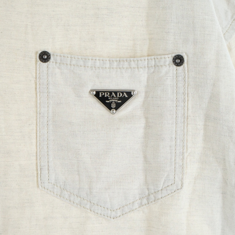 PRADA(プラダ) トライアングルロゴプレート シャンブレー 長袖シャツ アイボリー GEC105 S000