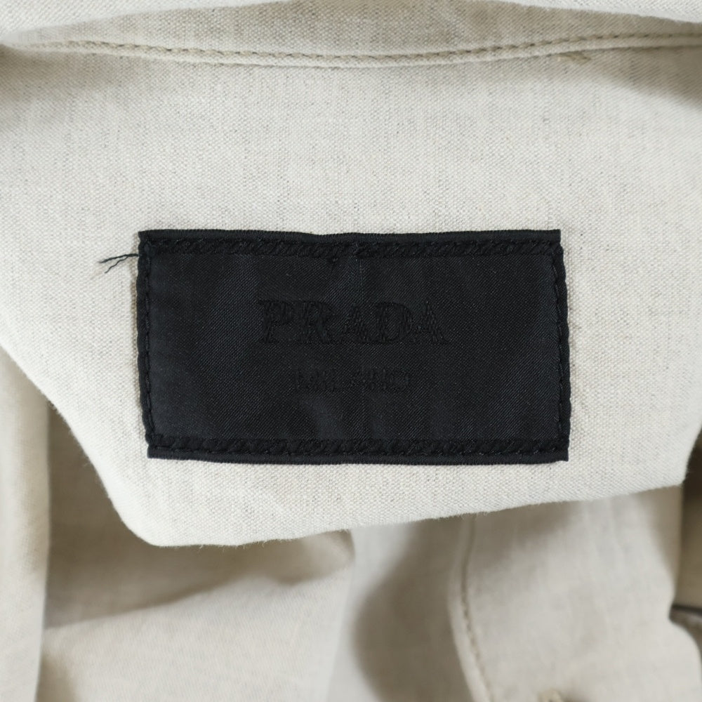 PRADA(プラダ) トライアングルロゴプレート シャンブレー 長袖シャツ アイボリー GEC105 S000