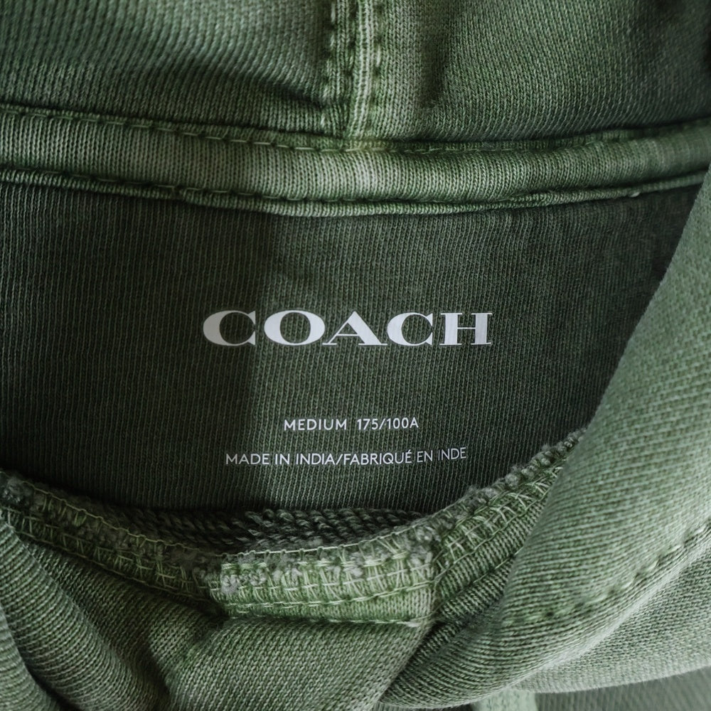 COACH(コーチ) 胸パッチ カンガルーポケット ヘヴィコットン スウェットプルーオーバーパーカー グリーン CF811