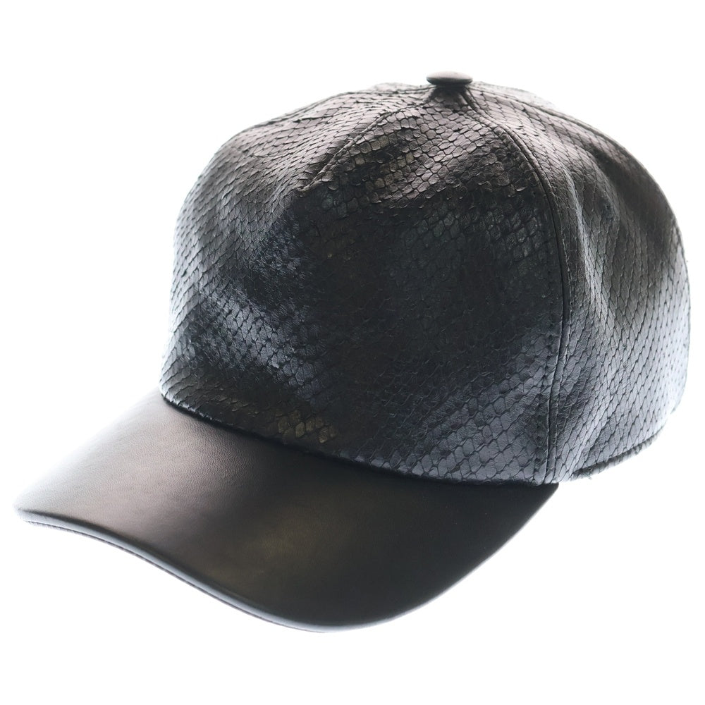 GIUSEPPE ZANOTTI(ジュゼッペ ザノッティ) パイソン柄 レザー キャップ ブラック