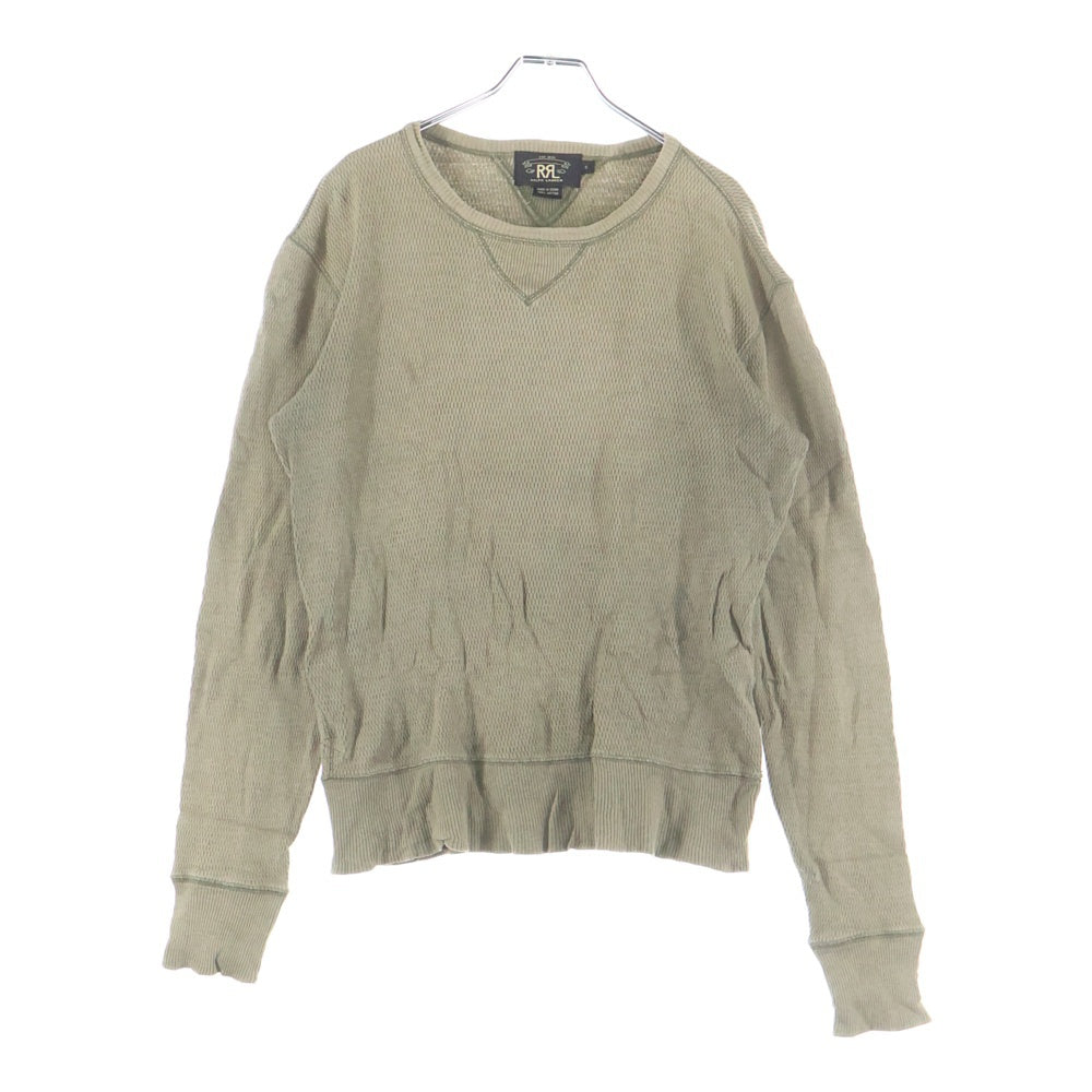 RRL(ダブルアールエル) 両V クルーネック サーマル ロングスリーブカットソー 長袖Tシャツ カーキ