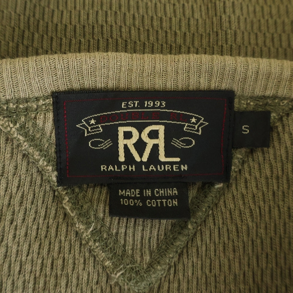 RRL(ダブルアールエル) 両V クルーネック サーマル ロングスリーブカットソー 長袖Tシャツ カーキ