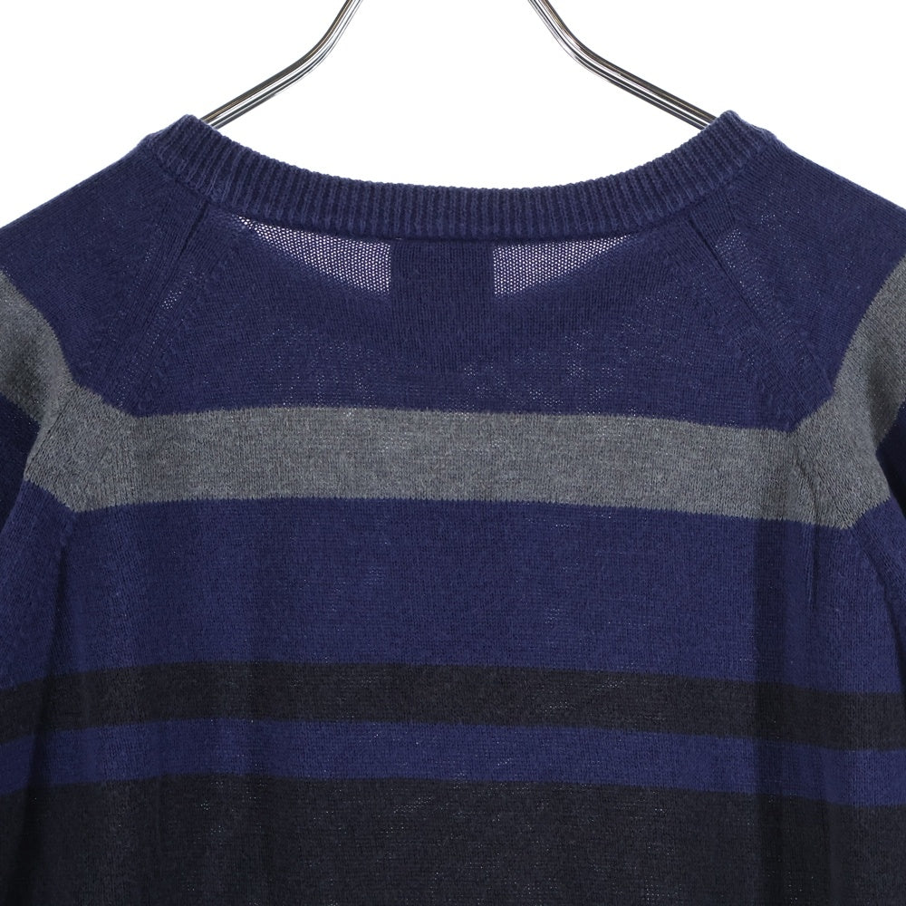 STUSSY(ステューシー) 90S VINTAGE トビウオタグ ボーダー柄 半袖 サマーニット ヴィンテージ カットソー ネイビー