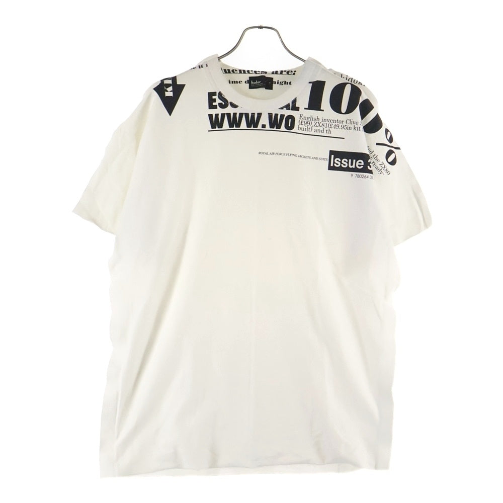 kolor(カラー) カットオフインサイドアウトデザイン フロントプリント クルーネック 半袖Tシャツ カットソー ホワイト