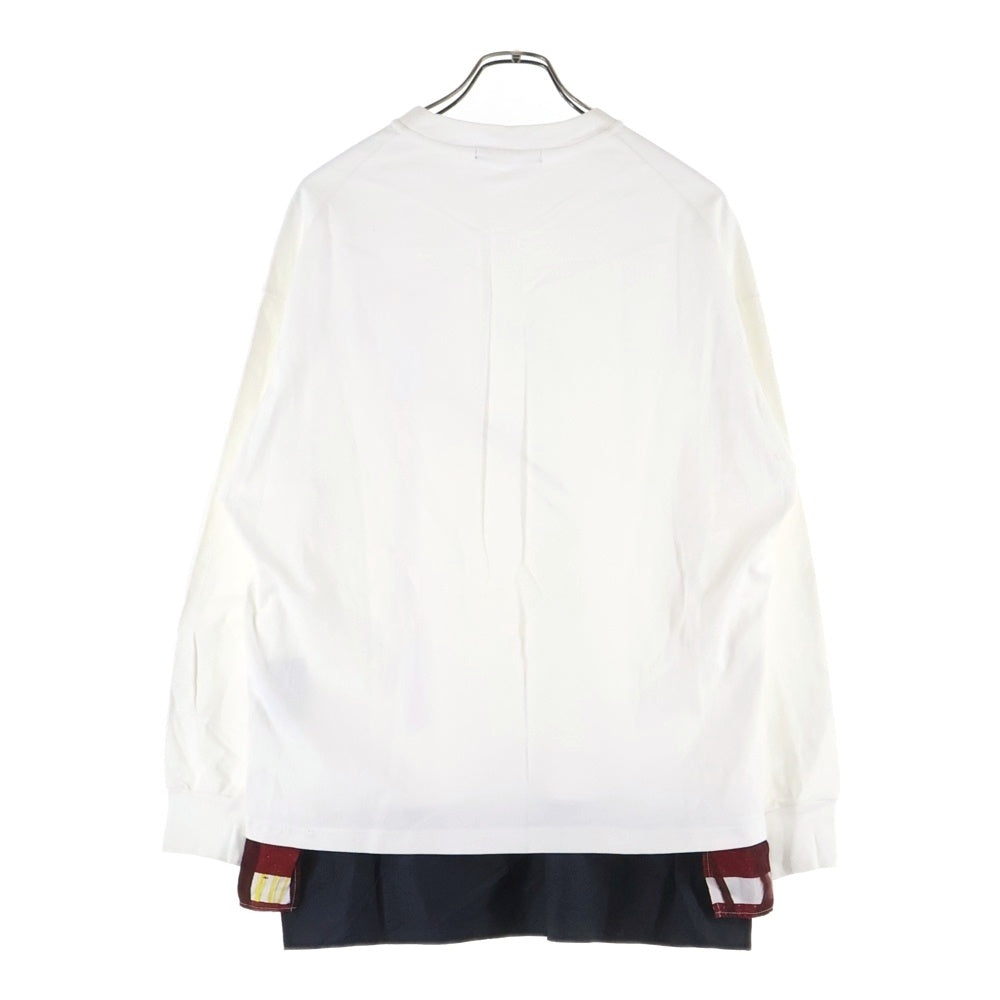 ALMOSTBLACK(オールモストブラック) 18AW LAYERED CUT SEW レイヤードデザイン コットン 長袖Tシャツ カットソー ホワイト 18AW-CS03